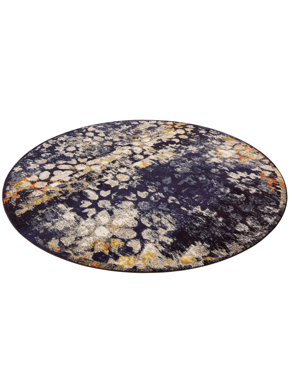 Venetian Tapestry Collection Area Rug - Murano Round Navy Blue  lifestyle 41