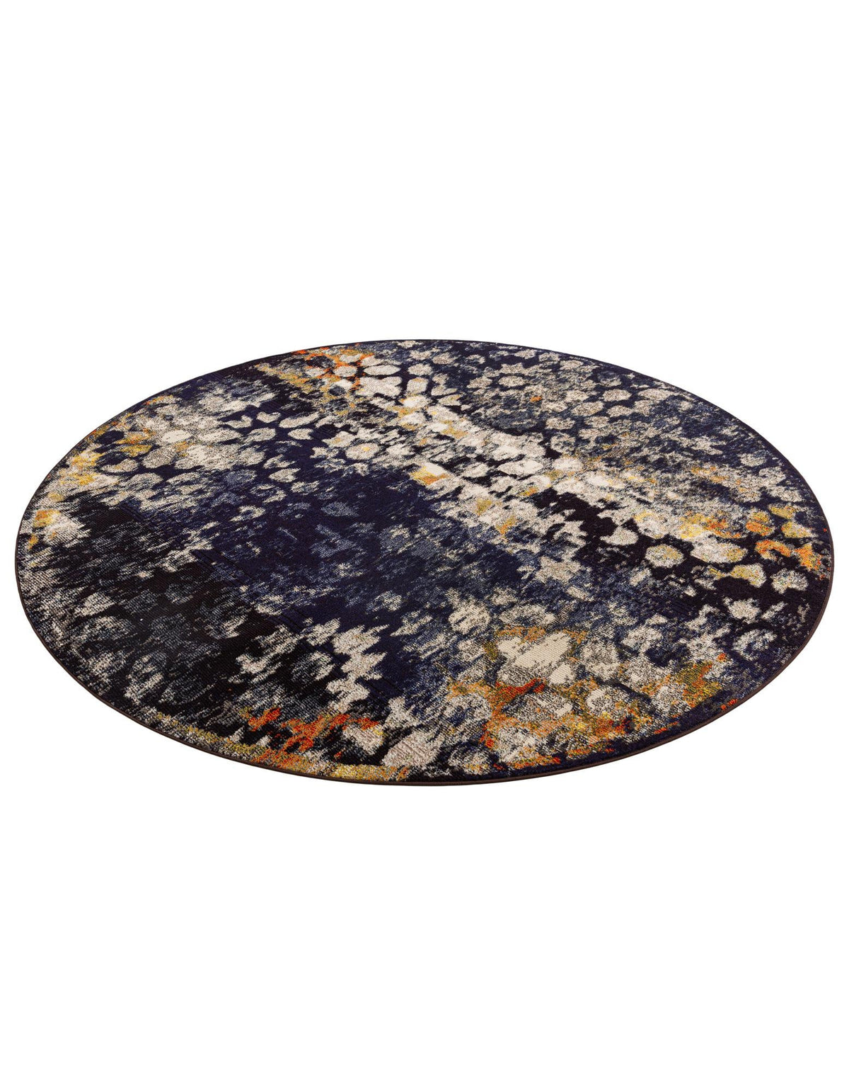 Venetian Tapestry Collection Area Rug - Murano Round Navy Blue  lifestyle 42