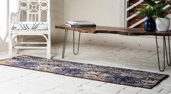 Venetian Tapestry Collection Area Rug - Murano Runner Navy Blue  lifestyle 44