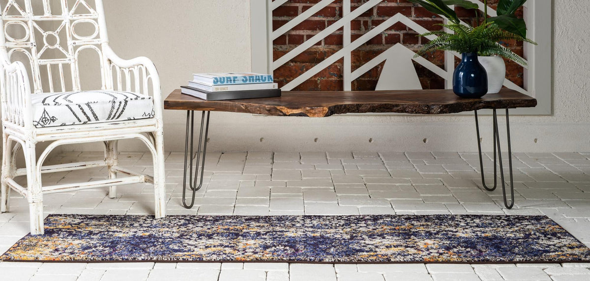 Venetian Tapestry Collection Area Rug - Murano Runner Navy Blue  lifestyle 168