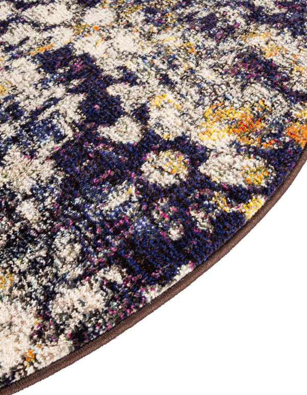 Venetian Tapestry Collection Area Rug - Murano Round Navy Blue  lifestyle 68