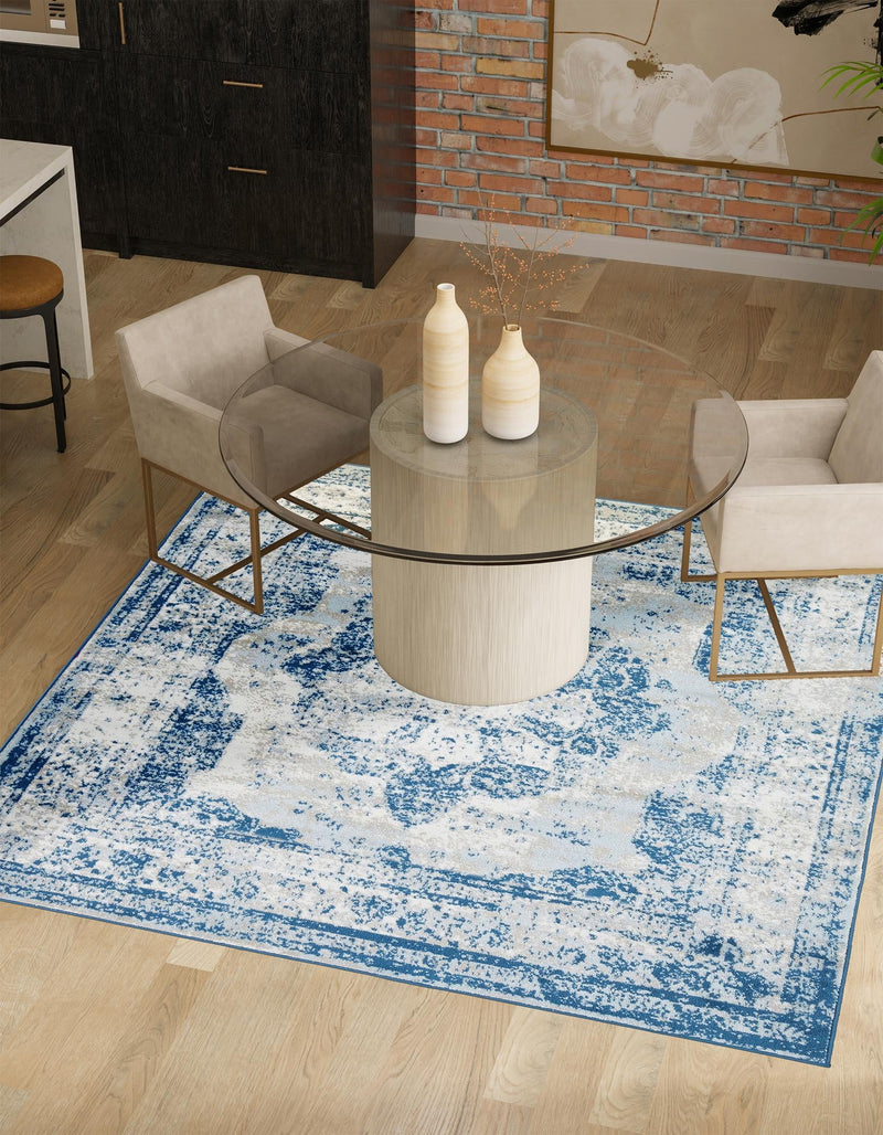 Riviera Elegance Collection Area Rug -  Menton (Blue) Square Blue  lifestyle 8