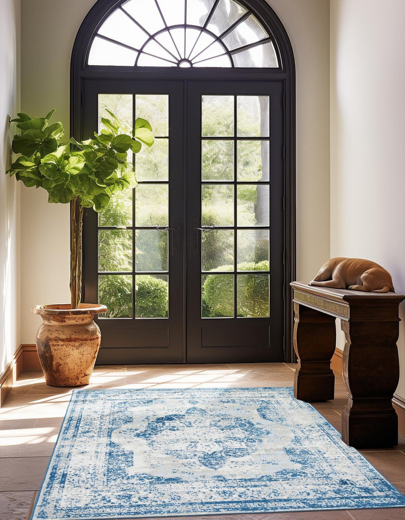 Riviera Elegance Collection Area Rug -  Menton (Blue) Square Blue  lifestyle 21