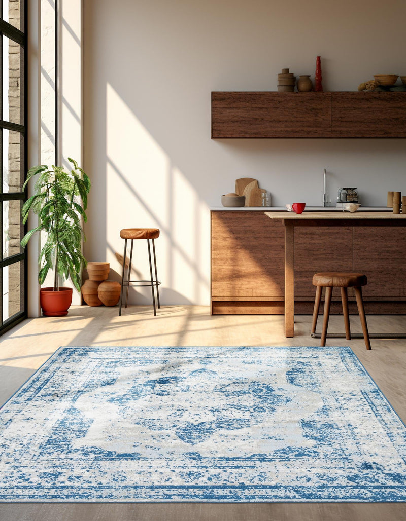 Riviera Elegance Collection Area Rug -  Menton (Blue) Square Blue  lifestyle 24