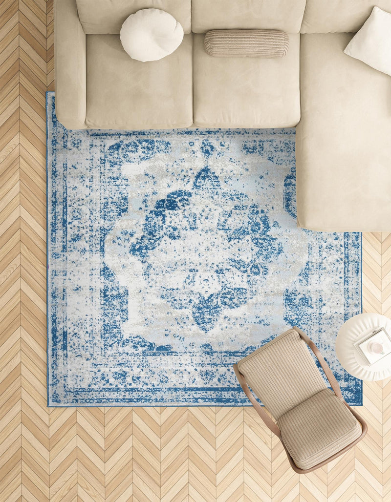 Riviera Elegance Collection Area Rug -  Menton (Blue) Square Blue  lifestyle 27