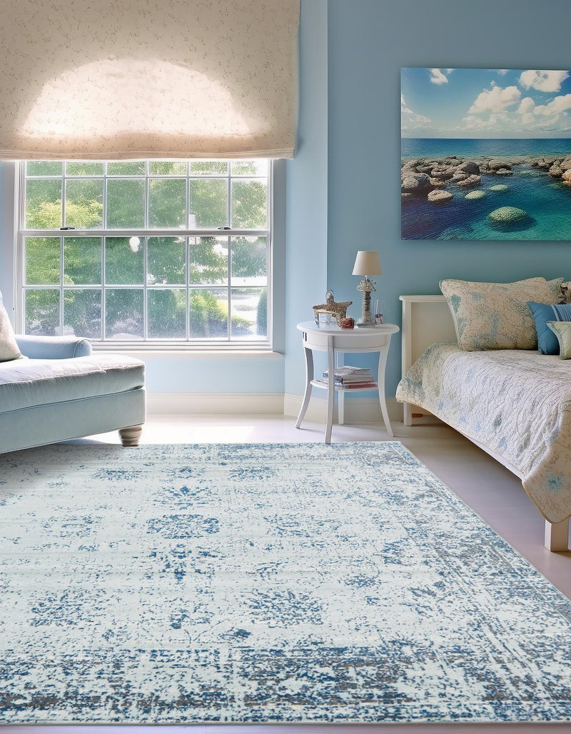 Riviera Elegance Collection Area Rug - Antibes (Light Blue) Square Light Blue  lifestyle 21
