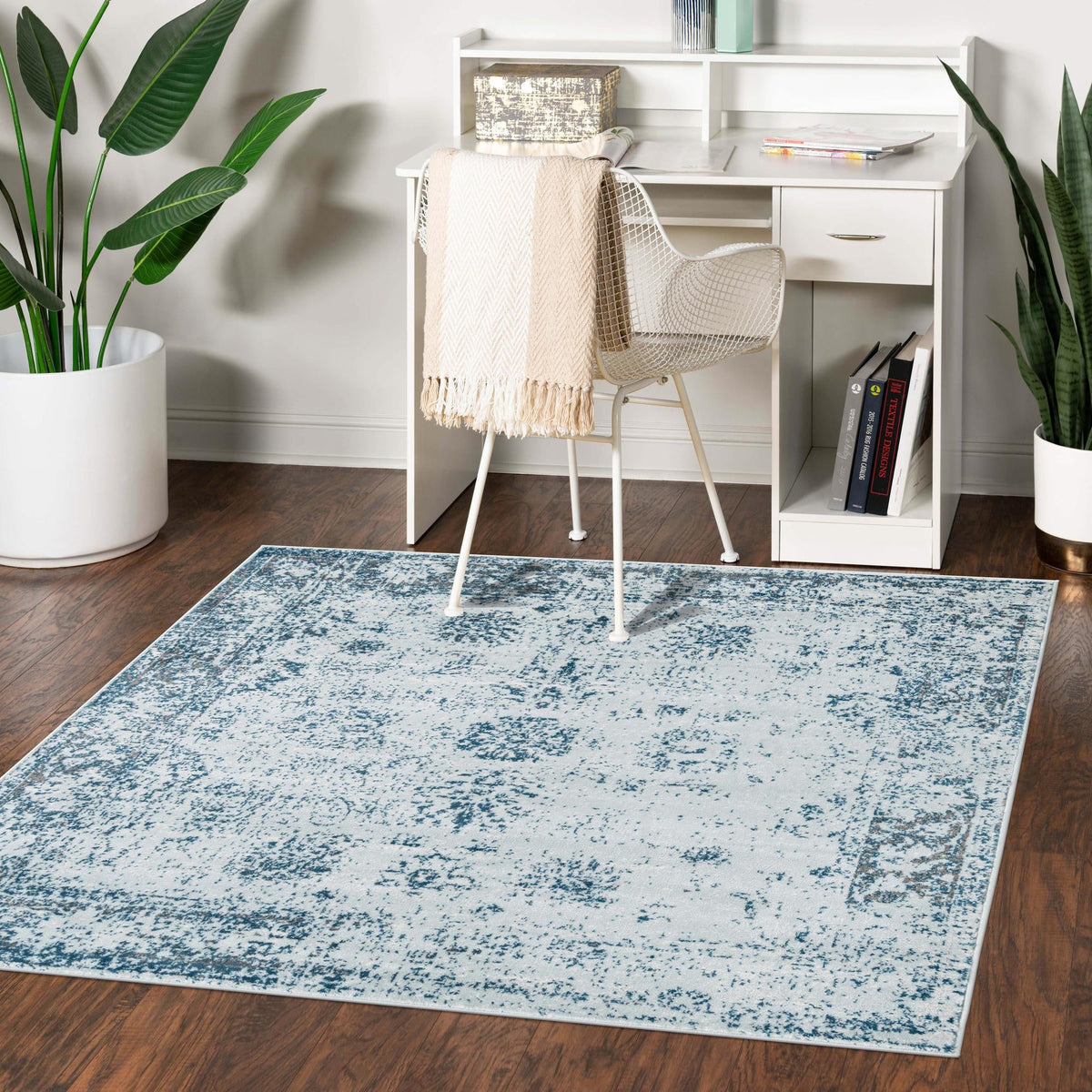 Riviera Elegance Collection Area Rug - Antibes (Light Blue) Square Light Blue  lifestyle 44