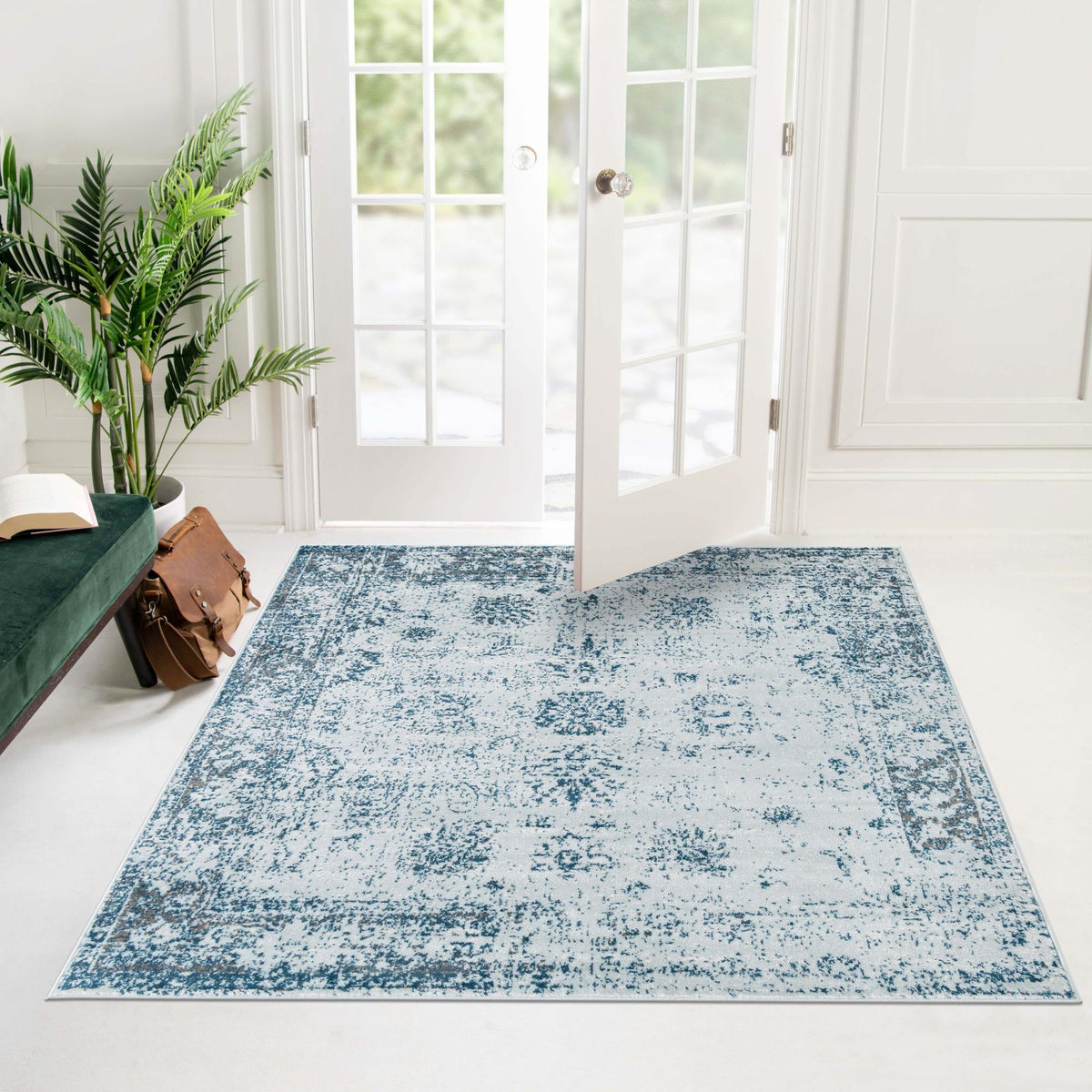 Riviera Elegance Collection Area Rug - Antibes (Light Blue) Square Light Blue  lifestyle 45