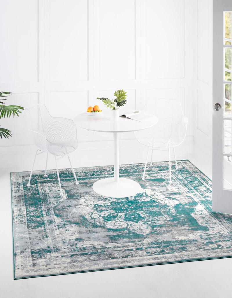 Riviera Elegance Collection Area Rug -  Menton (Turquoise) Square Turquoise  lifestyle 40