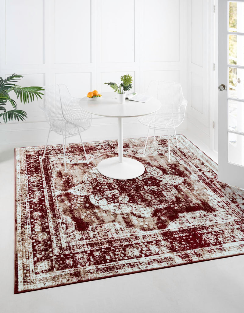 Riviera Elegance Collection Area Rug -  Menton (Burgundy) Square Burgundy  lifestyle 53