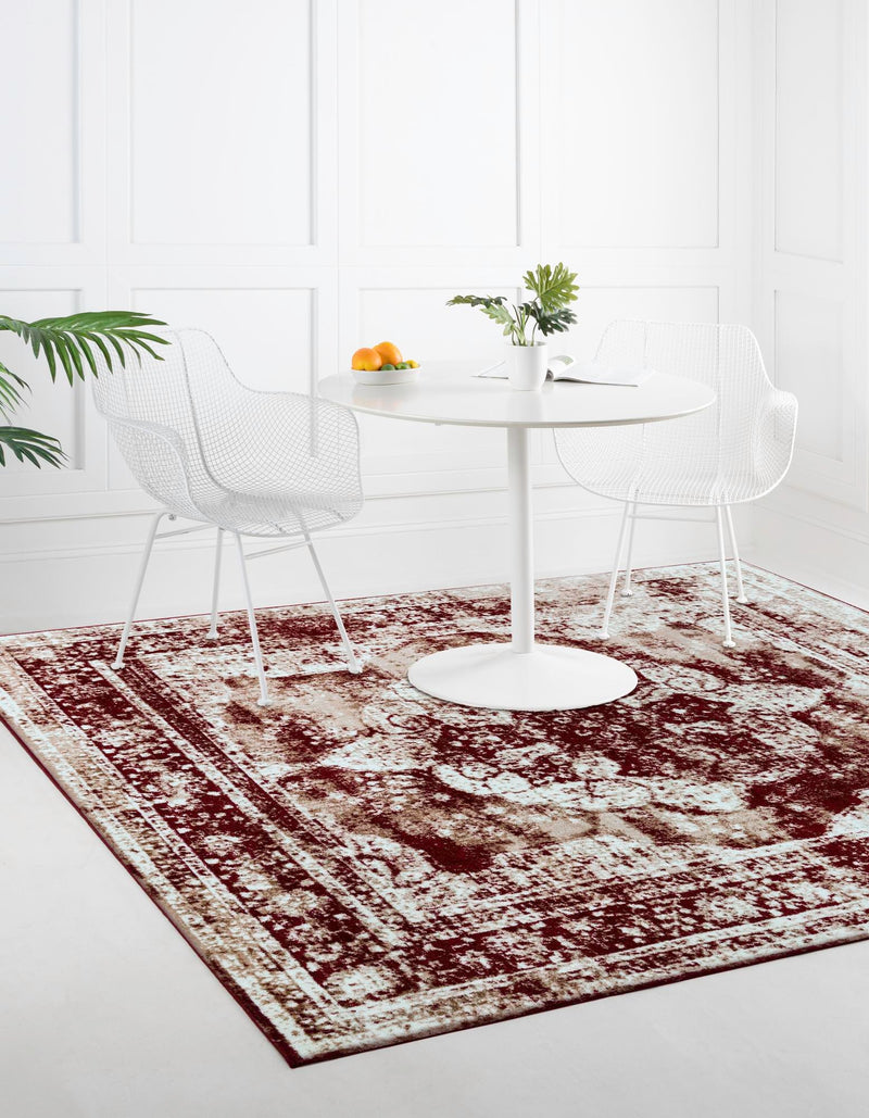 Riviera Elegance Collection Area Rug -  Menton (Burgundy) Square Burgundy  lifestyle 54