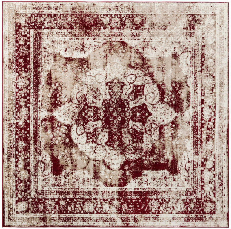 Riviera Elegance Collection Area Rug -  Menton (Burgundy) Square Burgundy Main