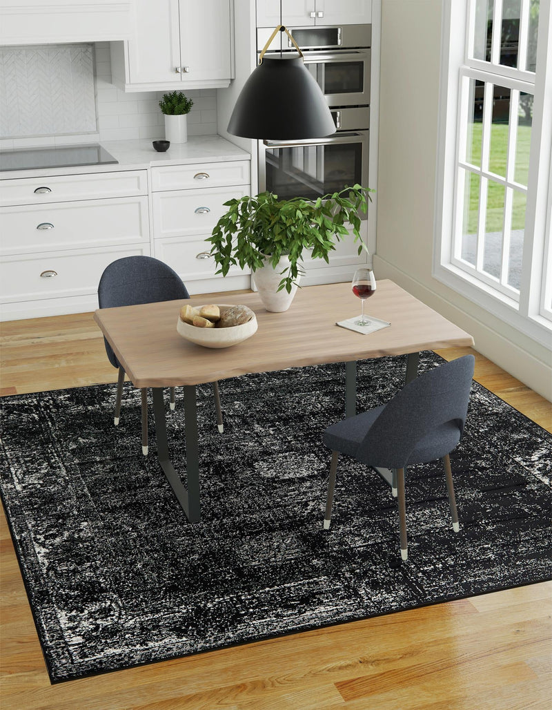 Riviera Elegance Collection Area Rug - Antibes (Black) Square Black  lifestyle 7