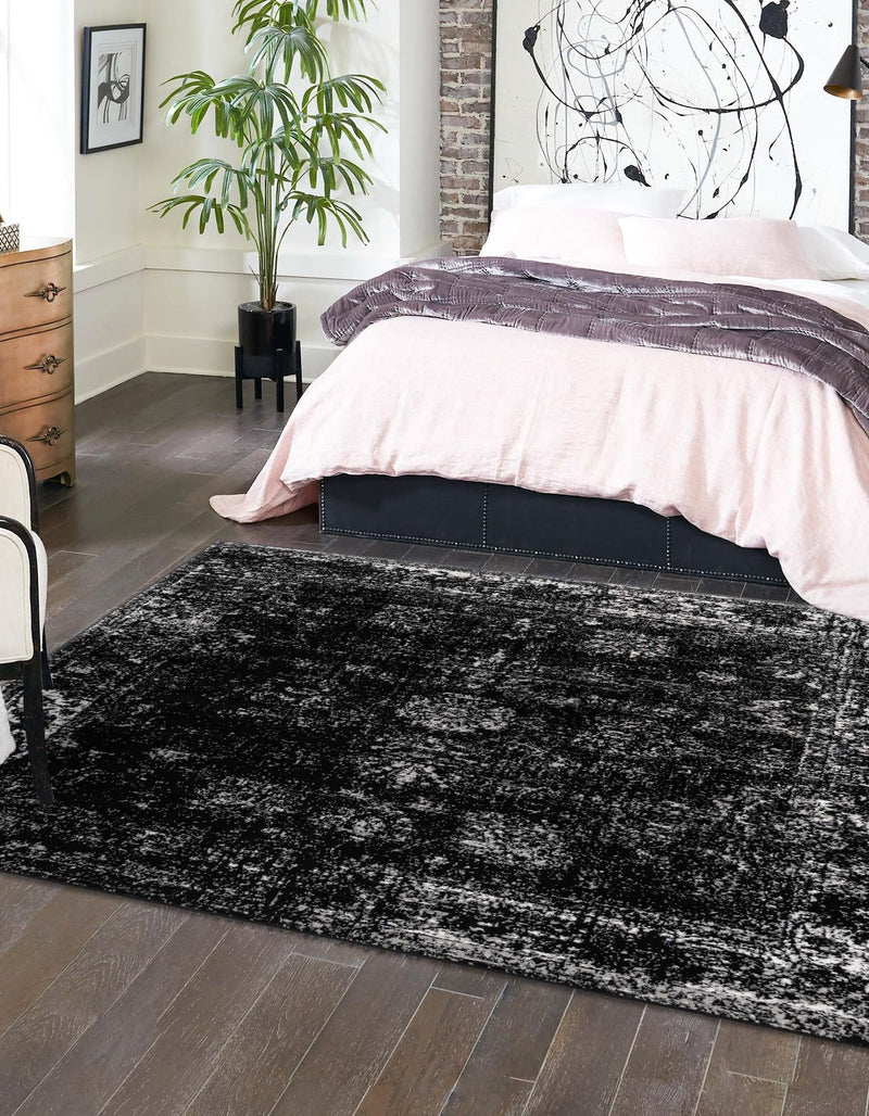 Riviera Elegance Collection Area Rug - Antibes (Black) Square Black  lifestyle 19