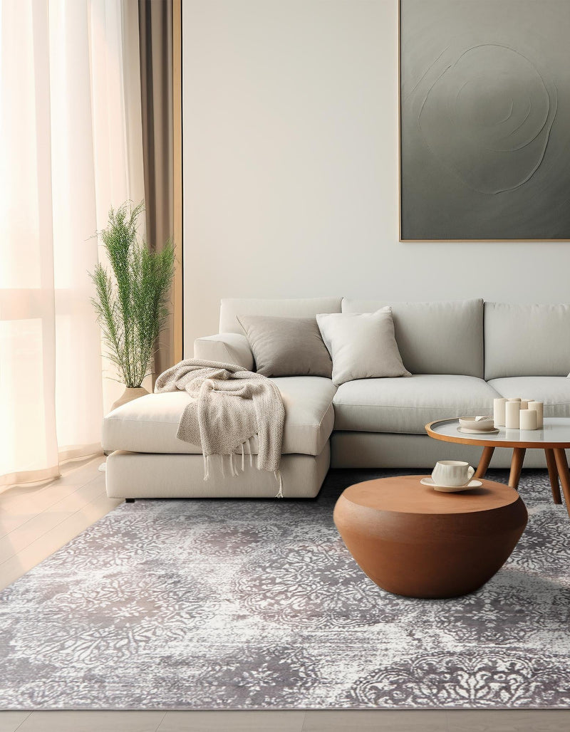 Riviera Elegance Collection Area Rug -  Monaco (Light Gray) Square Light Gray  lifestyle 11