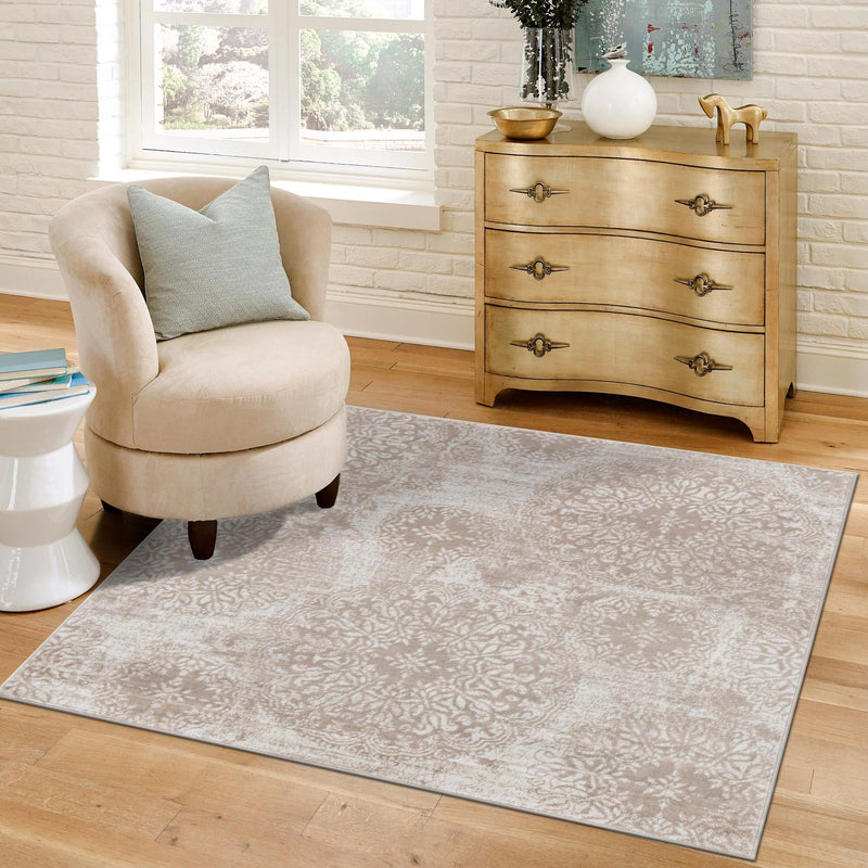 Riviera Elegance Collection Area Rug -  Monaco (Beige) Square Beige  lifestyle 42