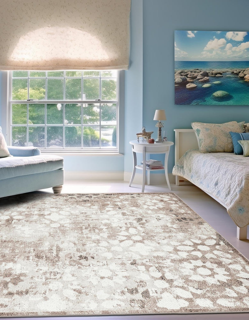 Riviera Elegance Collection Area Rug -  Vence Square Brown  lifestyle 101