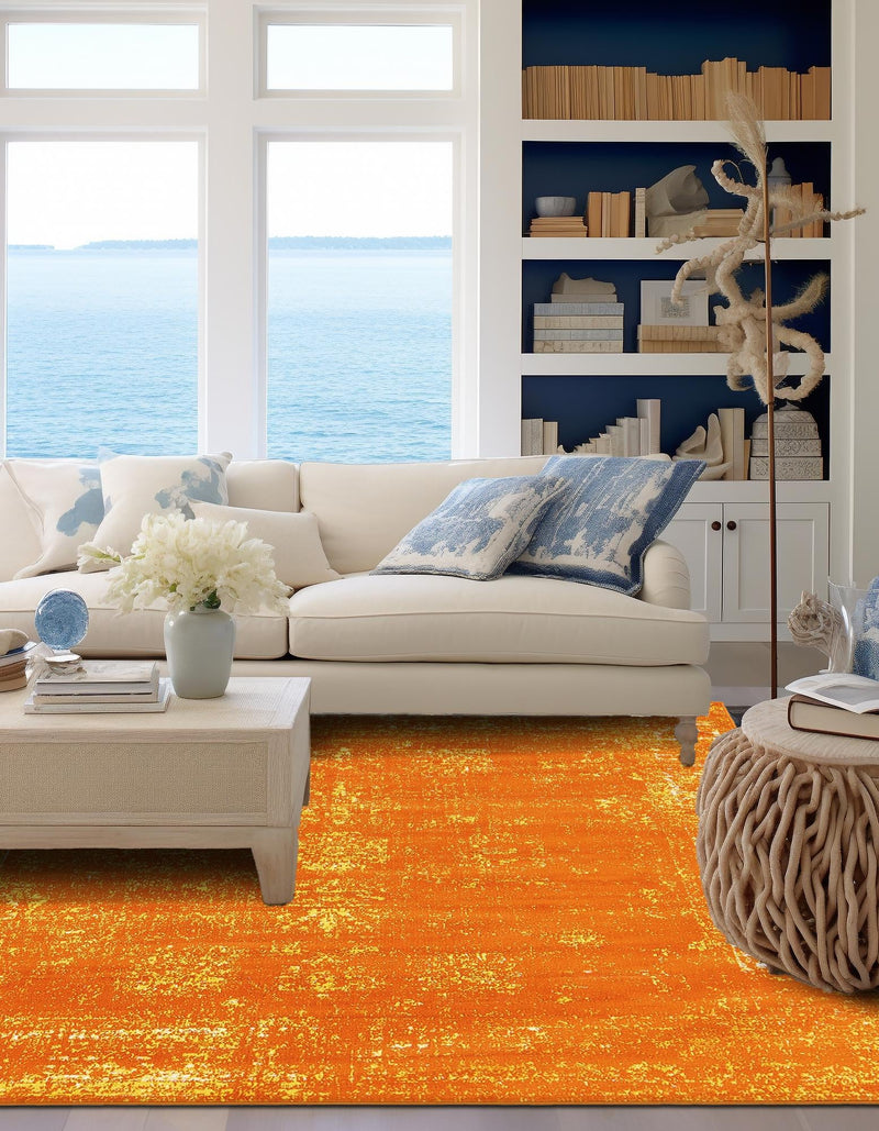 Riviera Elegance Collection Area Rug - Antibes (Orange) Square Orange  lifestyle 11