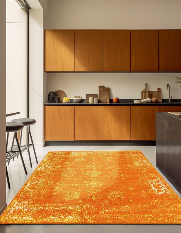 Riviera Elegance Collection Area Rug - Antibes (Orange) Square Orange  lifestyle 15