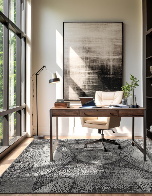 Riviera Elegance Collection Area Rug -  Nice Square Dark Gray  lifestyle 16
