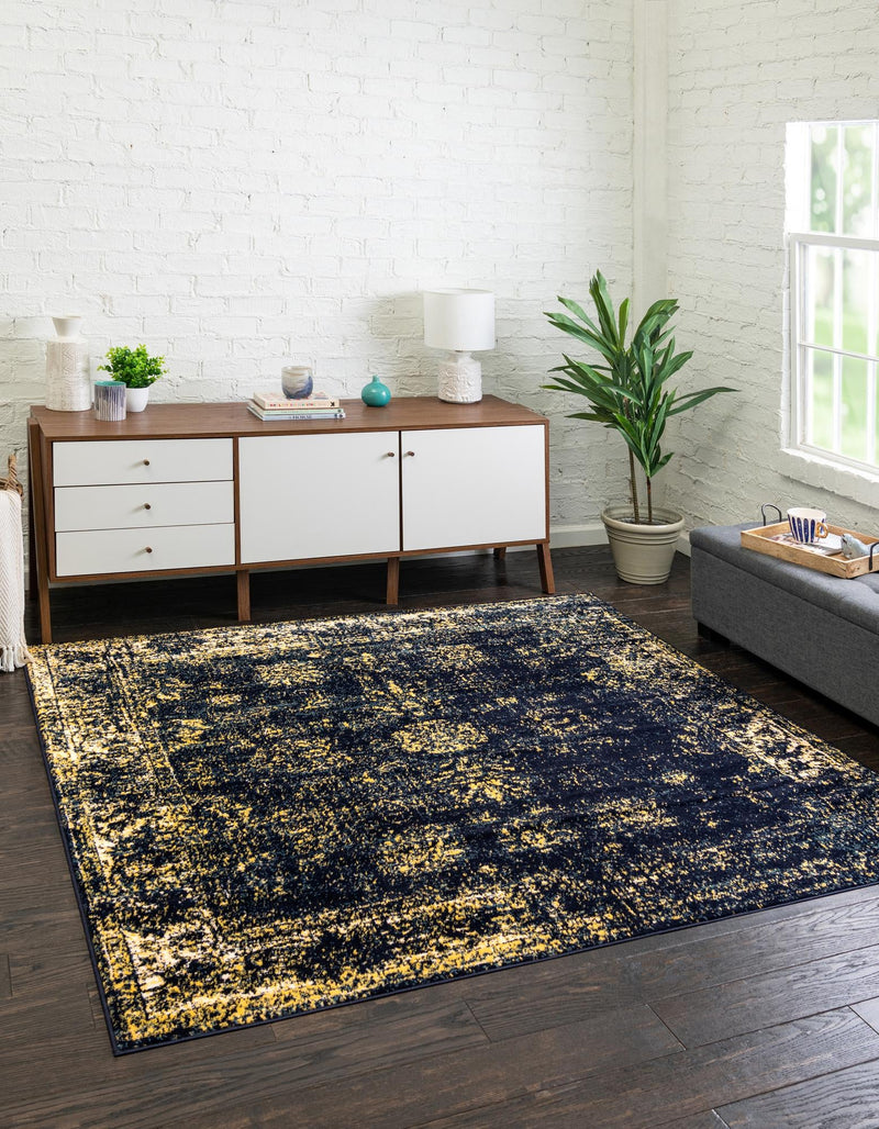 Riviera Elegance Collection Area Rug - Antibes (Navy Blue) Square Navy Blue  lifestyle 39