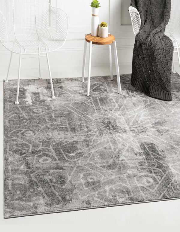 Riviera Elegance Collection Area Rug -  Grasse Square Dark Gray  lifestyle 0