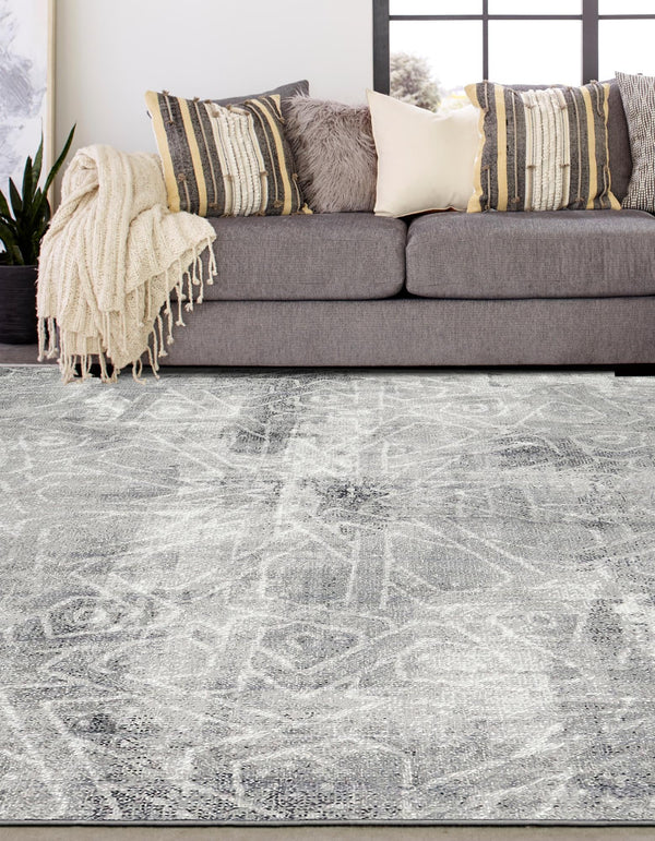 Riviera Elegance Collection Area Rug -  Grasse Square Dark Gray  lifestyle 3