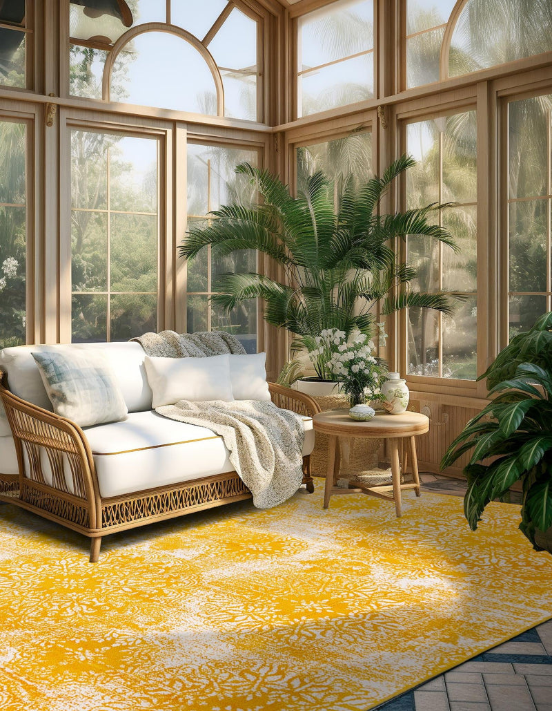 Riviera Elegance Collection Area Rug -  Monaco (Yellow) Square Yellow  lifestyle 14