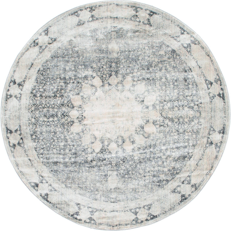 Oxfordshire Elegance Collection Area Rug - Abingdon Round Gray  lifestyle 48