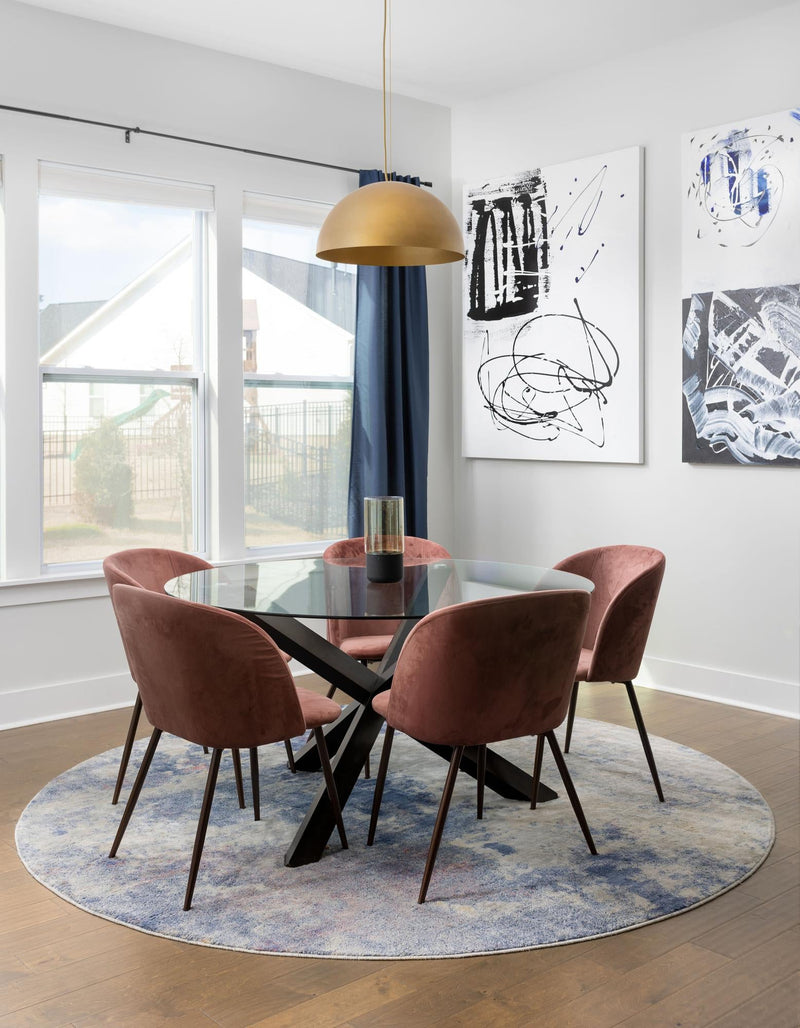 Lunar Luxe Collection Area Rug - Selene Round Blue  lifestyle 73