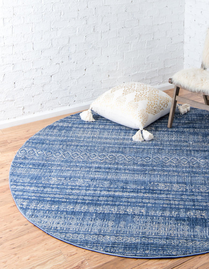 Lunar Luxe Collection Area Rug -  Artemis Round Navy Blue  lifestyle 33