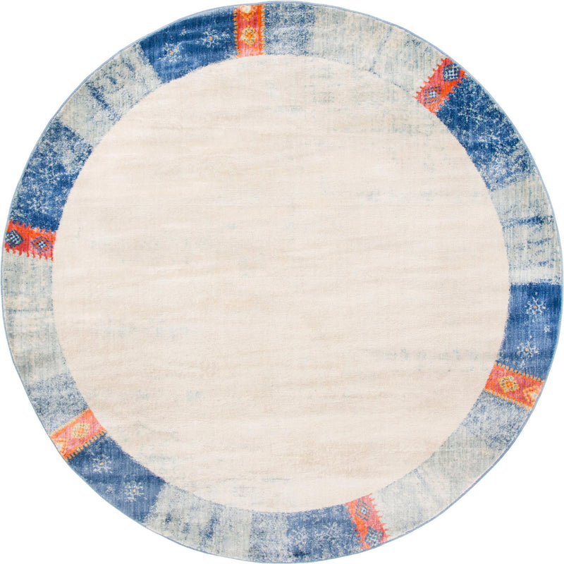 Lunar Luxe Collection Area Rug -  Ganymede Round Blue  lifestyle 28