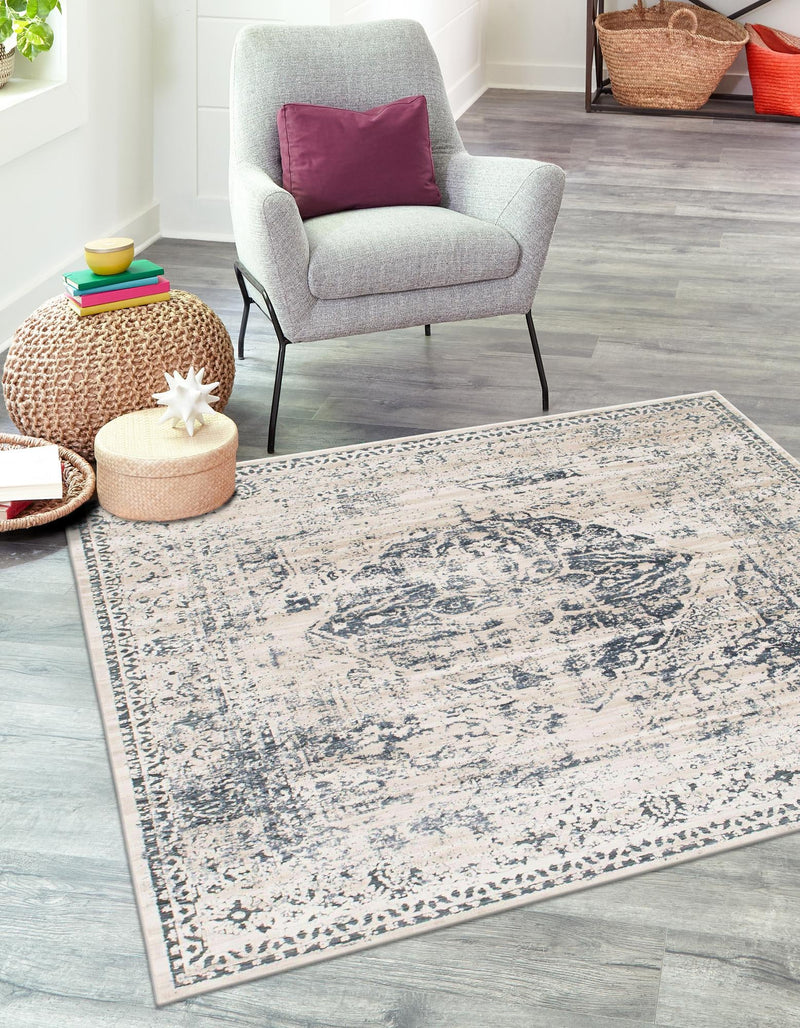 Coastal Manor Collection Area Rug -  Dunes Square Dark Blue  lifestyle 32