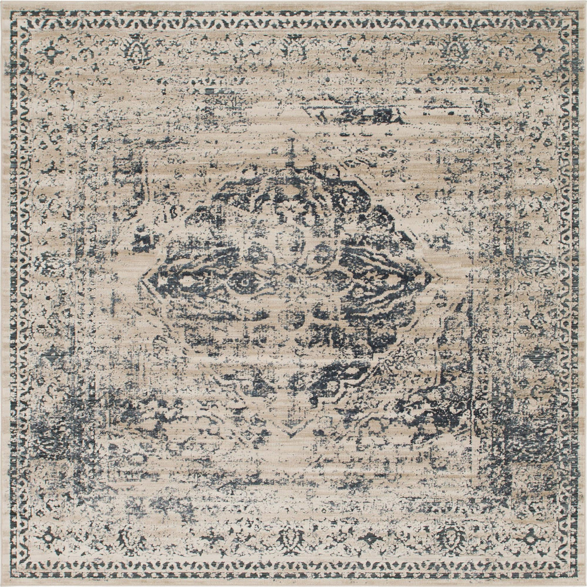 Coastal Manor Collection Area Rug -  Dunes Square Dark Blue  lifestyle 26