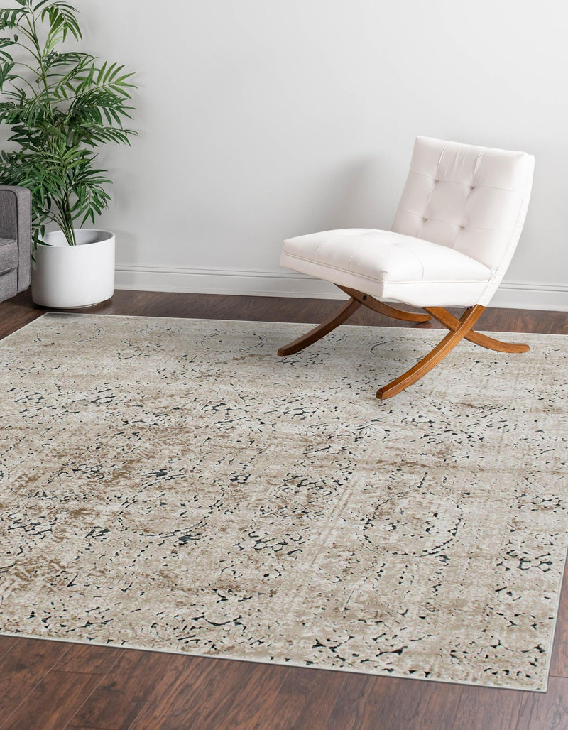 Coastal Manor Collection Area Rug -  Wavecrest Square Beige  lifestyle 59