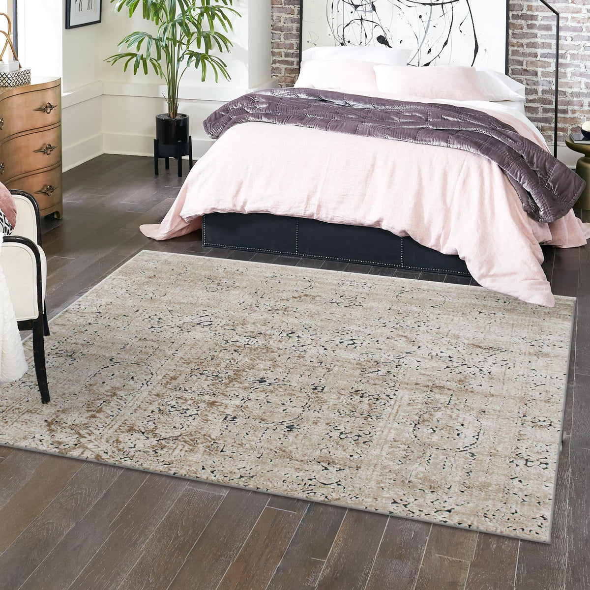 Coastal Manor Collection Area Rug -  Wavecrest Square Beige  lifestyle 84