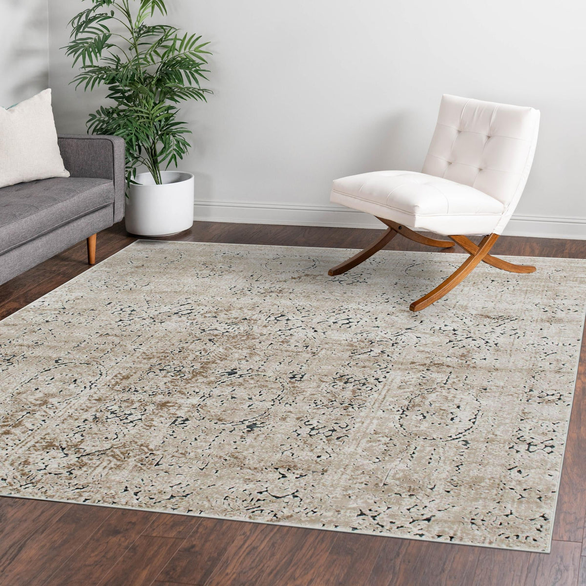 Coastal Manor Collection Area Rug -  Wavecrest Square Beige  lifestyle 85