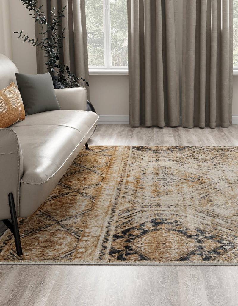 Coastal Manor Collection Area Rug -  Oceanfront Square Blue Beige  lifestyle 23
