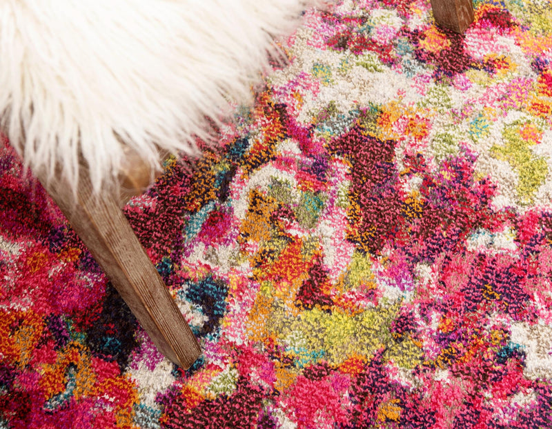 Chromatic Oasis Collection Area Rug -  Lagoon Round Magenta  lifestyle 63