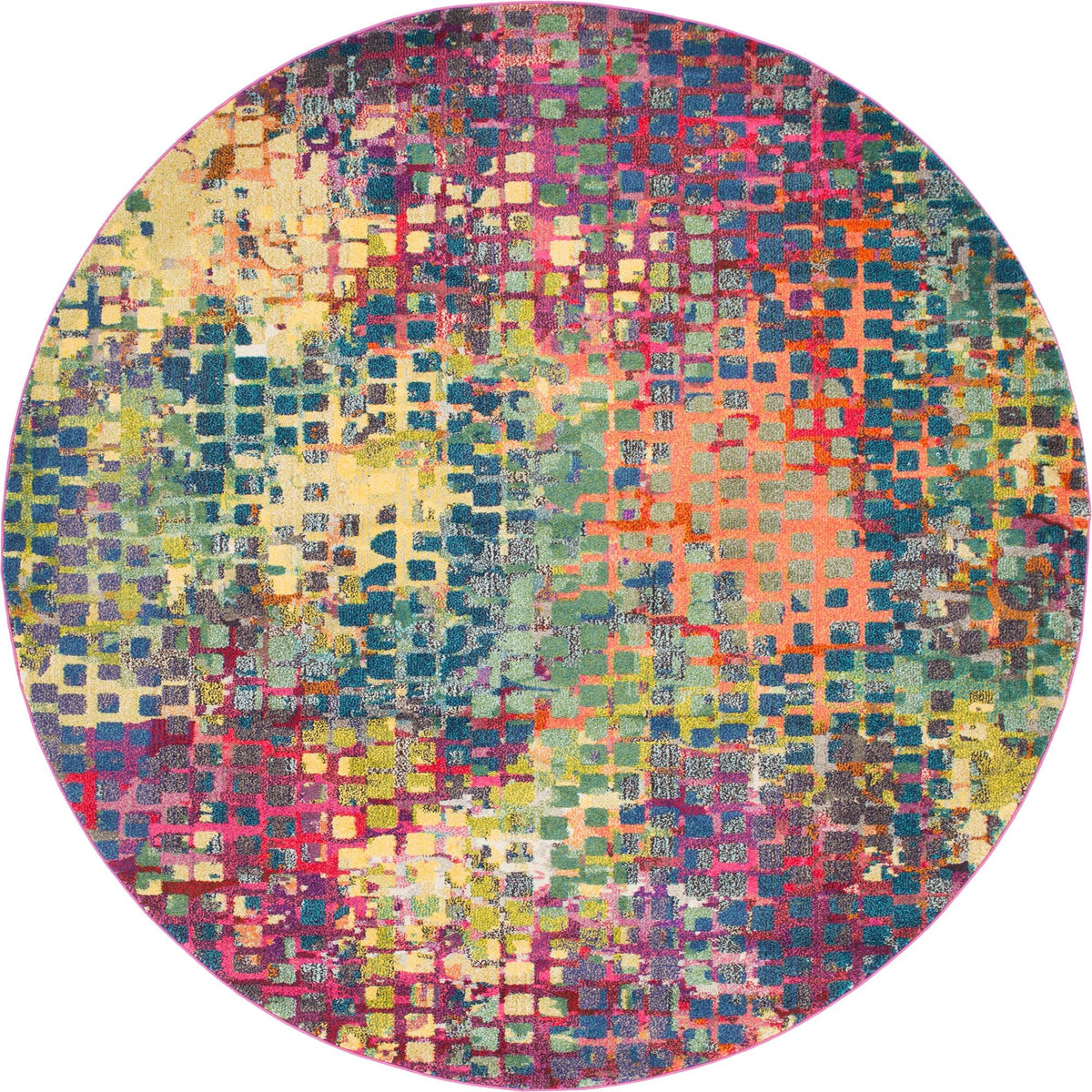 Chromatic Oasis Collection Area Rug -  Tropic Round Multi  lifestyle 87