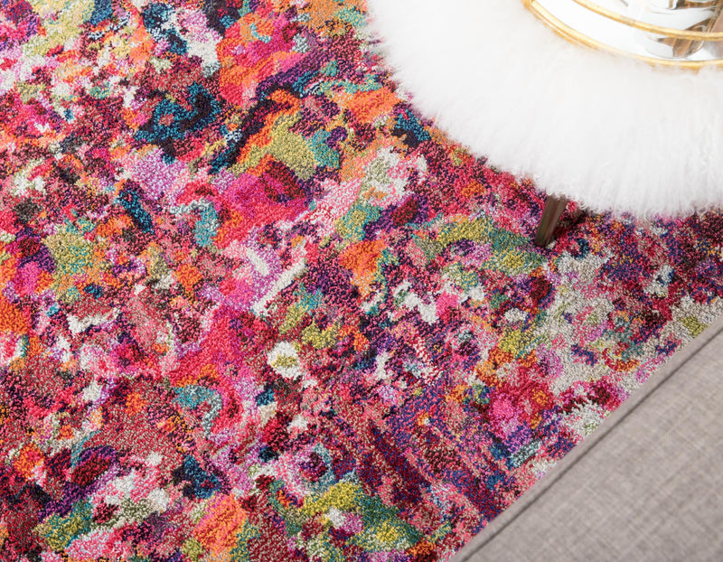 Chromatic Oasis Collection Area Rug -  Lagoon Rectangular Magenta  lifestyle 62