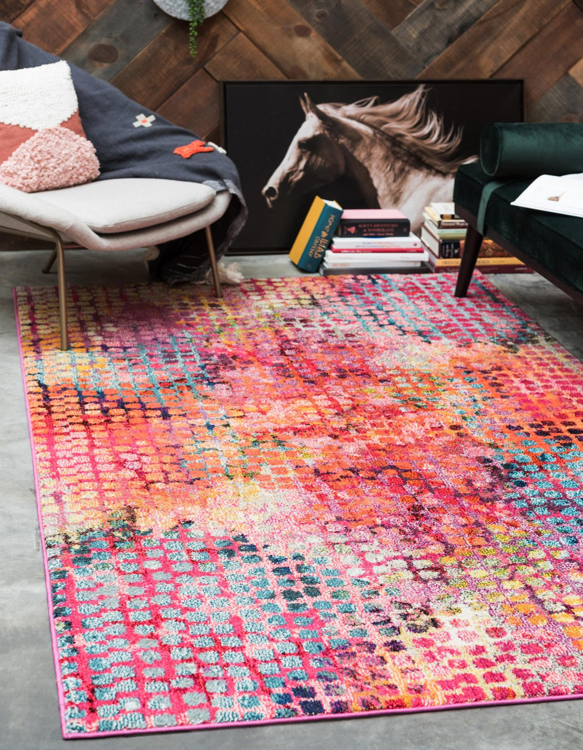 Chromatic Oasis Collection Area Rug -  Tropic Rectangular Cotton Candy  lifestyle 50