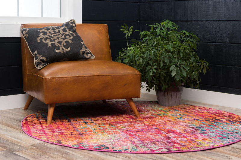 Chromatic Oasis Collection Area Rug -  Tropic Round Cotton Candy  lifestyle 41