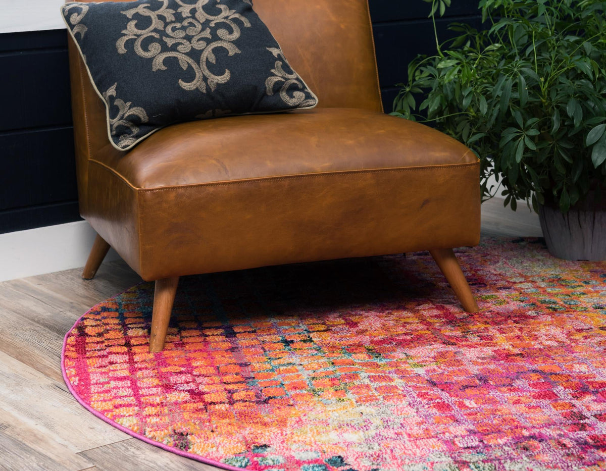 Chromatic Oasis Collection Area Rug -  Tropic Round Cotton Candy  lifestyle 44