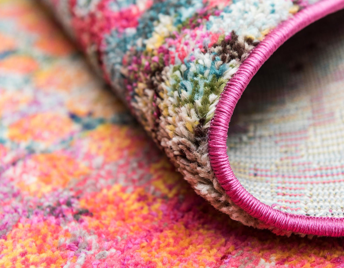 Chromatic Oasis Collection Area Rug -  Tropic Round Cotton Candy  lifestyle 61