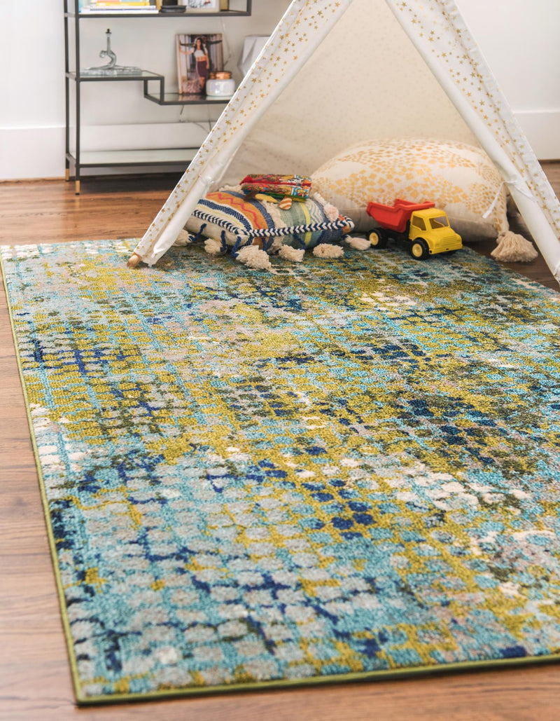 Chromatic Oasis Collection Area Rug -  Tropic Rectangle Blue Green  lifestyle 4