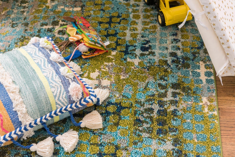 Chromatic Oasis Collection Area Rug -  Tropic Rectangle Blue Green  lifestyle 38