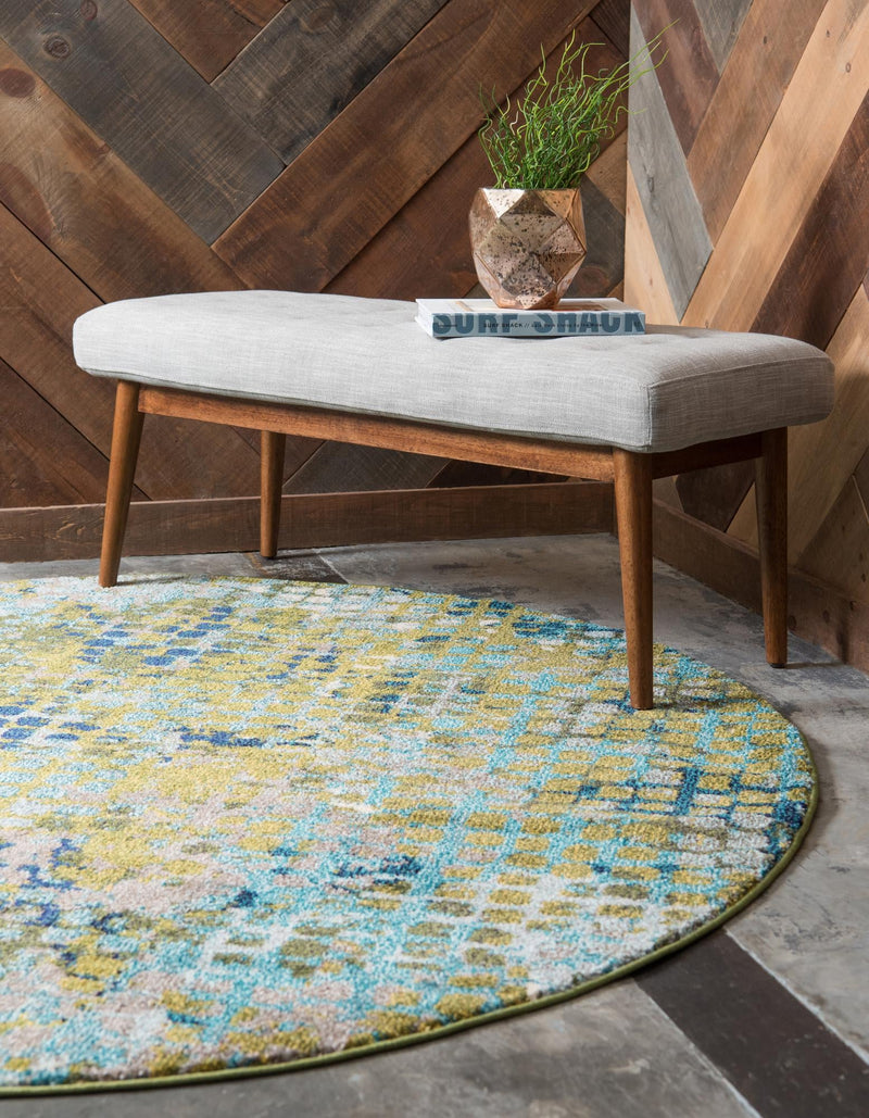 Chromatic Oasis Collection Area Rug -  Tropic Round Blue Green  lifestyle 42