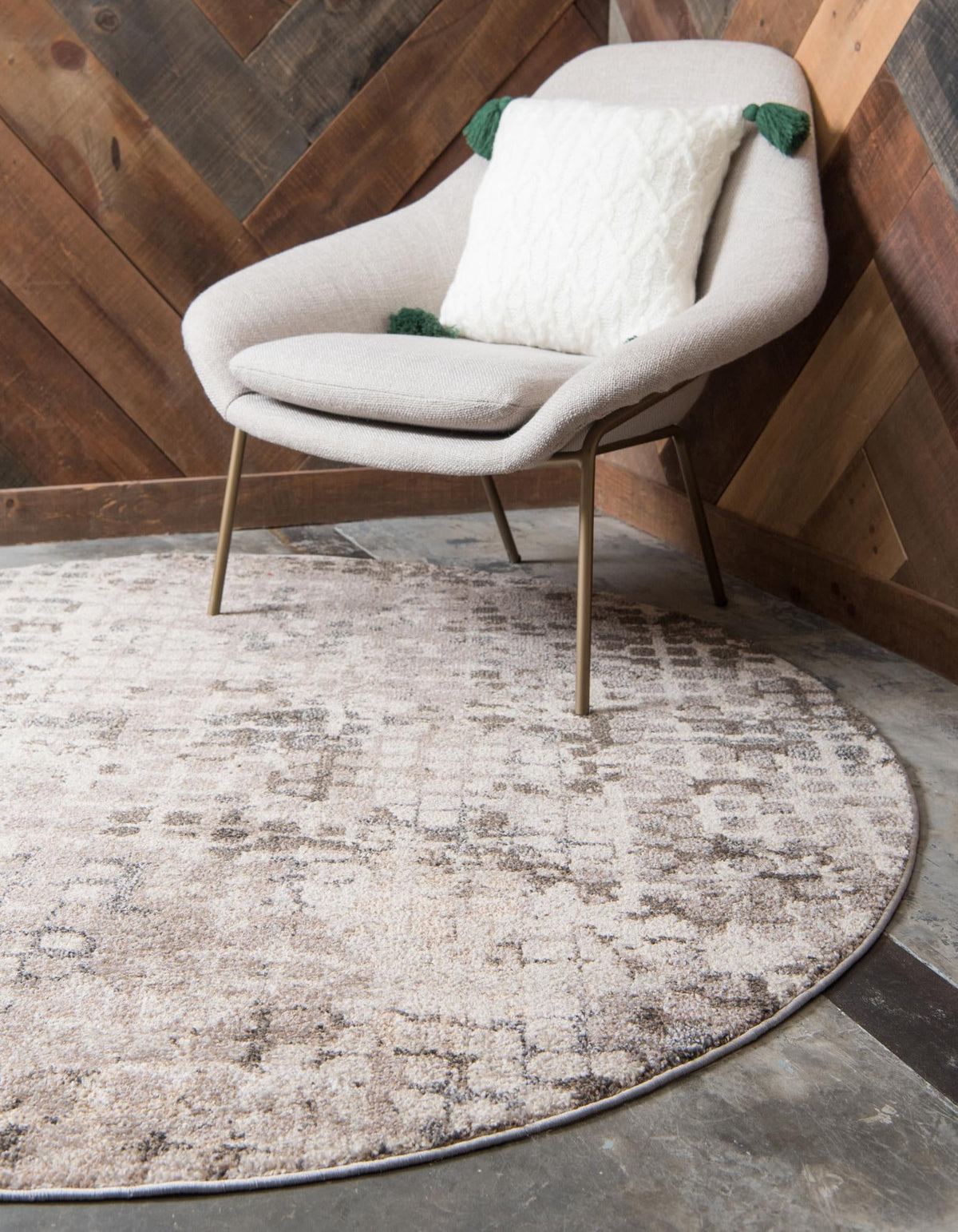 Chromatic Oasis Collection Area Rug -  Tropic Round Gray  lifestyle 69