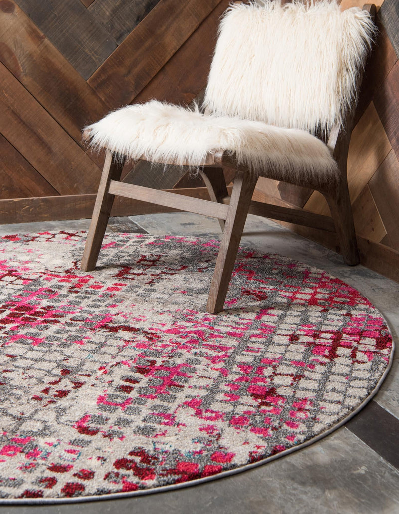Chromatic Oasis Collection Area Rug -  Tropic Round Pink  lifestyle 45